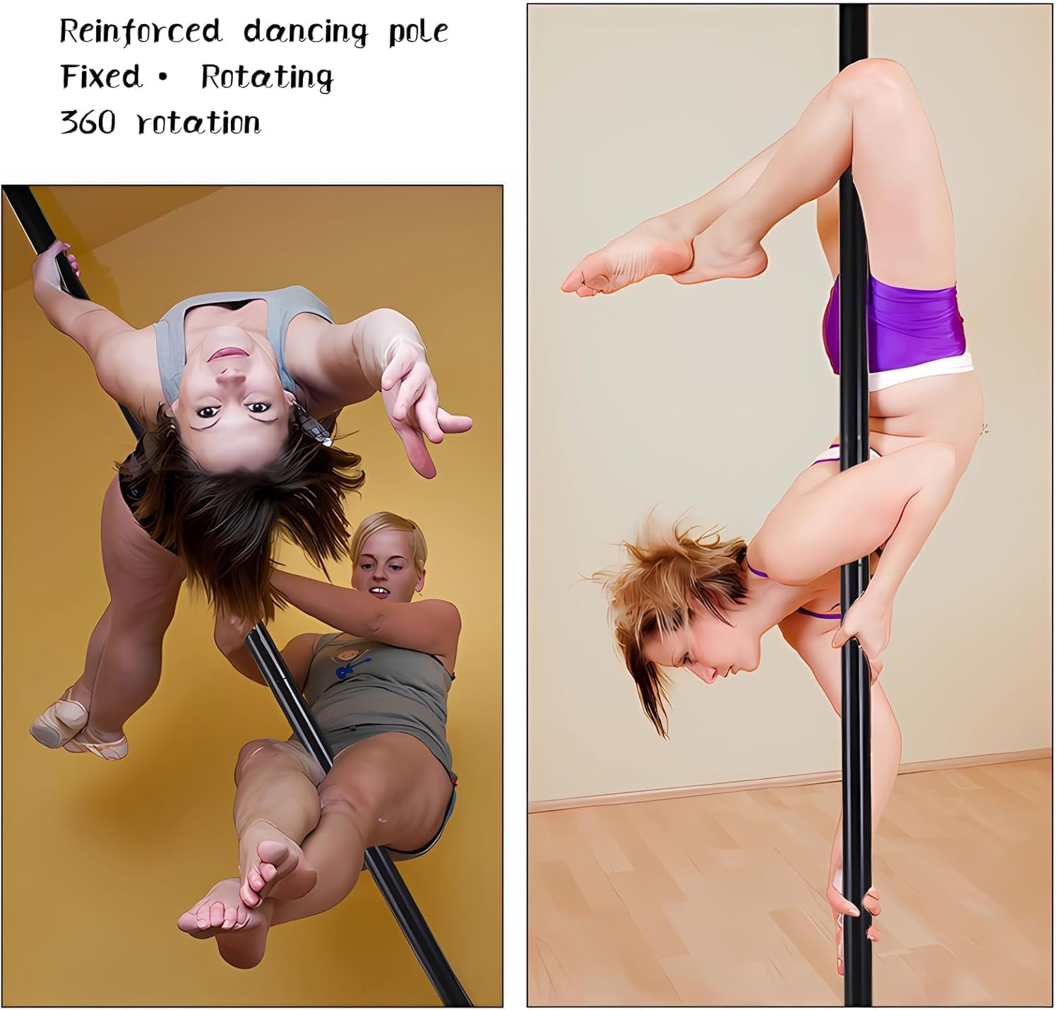 Silicone Pole Dancing Pole Pole Fitness Dance Pole Spinning Pole Dancing Pole Stripper Pole with Base Dancing Poles for Home for Apartment-Friendly Home Gym, Dance & Yo Adjustable 2.2–2.7m