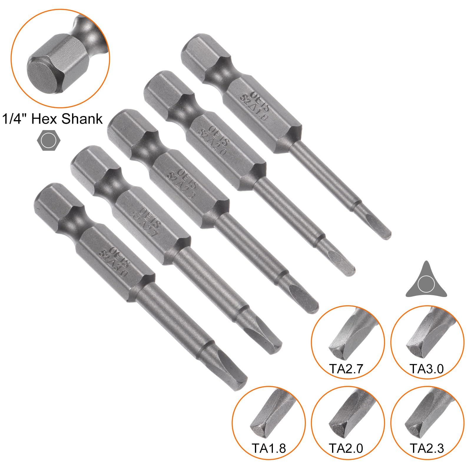 HARFINGTON 10pcs TA1.8-TA3.0 Triangle Screwdriver Bit 1/4