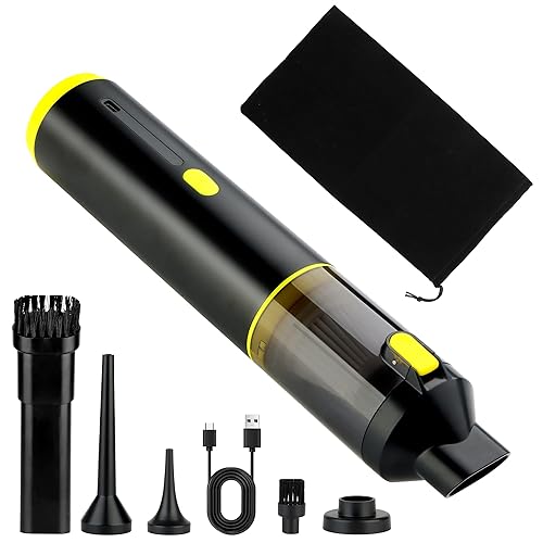 CROS Mini aspiradora inalámbrica 4 en 1, potente succión de 21 kPa, aspiradora de mano portátil para automóvil y hogar, recargable tipo C, compacta