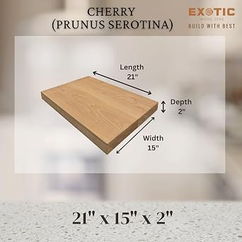 Exotic Wood Zone |American Black Cherry Electric/Bass Guitar Luthier Tonewood Body Blank | 21 x 15 x 2 - 3 Piece