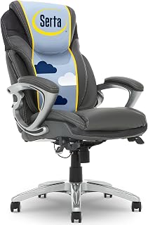 Serta Bryce Executive Office Chair: Ergonomic Gray Bonded Leather with Patented AIR Lumbar Support