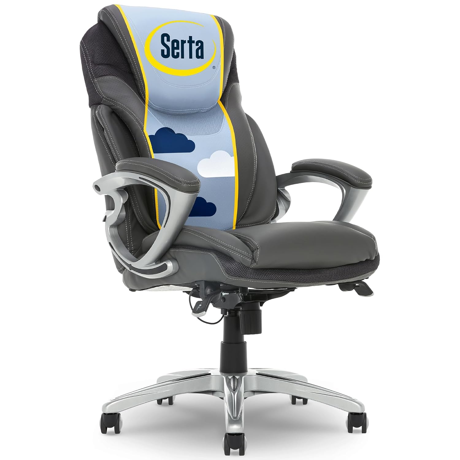 Serta Air Health and Wellness Executive Office Chair, Light Grey