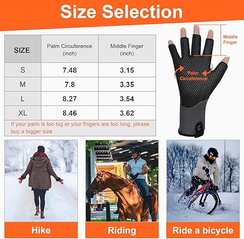 Miniatura 5 de Guantes térmicos de invierno sin dedos para mujeres y hombres, recargables, con batería delgada eléctrica, guantes de motocicleta para caza,