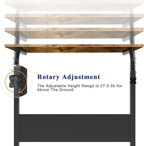 Miniatura 6 de soges Mesa auxiliar de 23.6 pulgadas con ruedas, escritorio de altura ajustable con ranura para tableta, soporte portátil para laptop para sofá y