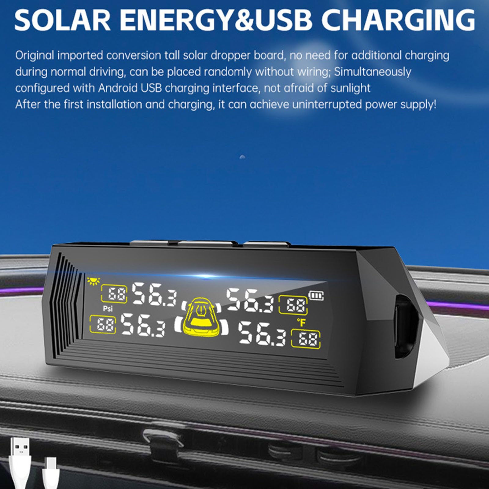 System monitorowania ciśnienia w oponach do kampera, solarny i USB, podwójna moc, system monitorowania prasy do opon w czasie rzeczywistym, 4 czujniki zewnętrzne, kolorowy monitor LCD do SUV-a, Mpv