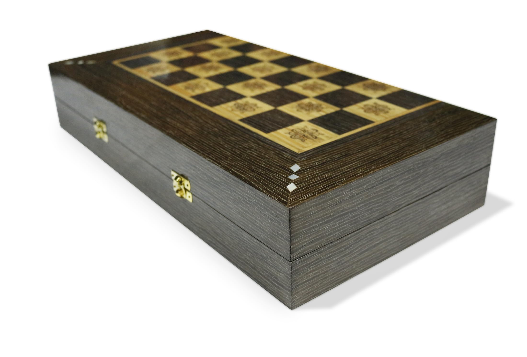 Tavola da backgammon in legno, 50 x 50 cm, con 30 pietre in legno