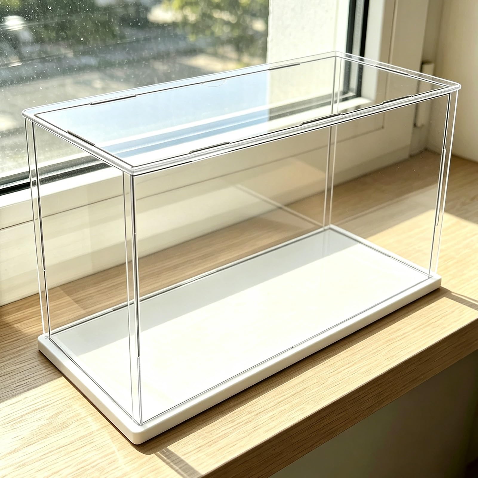 Long Clear Acrylic Display Case, Collectibles Storage Box Organizer, Figures Dustproof Protectio Showcase for Small Large, Easy Assemble(White,80x40x40cm/31x16x16in)