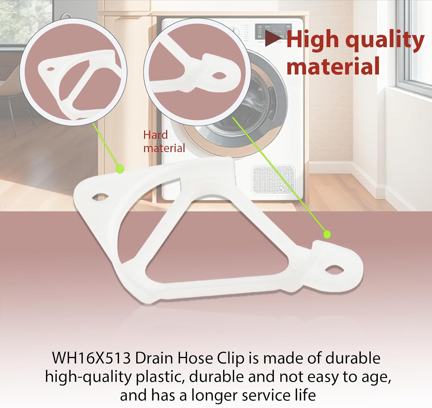 WH16X0513 Washer Drain Hose Clip For GE & Hotpoint Washers AP2046140 AH270508 PS270508 EA270508 WH16X0513 (2 PACK)