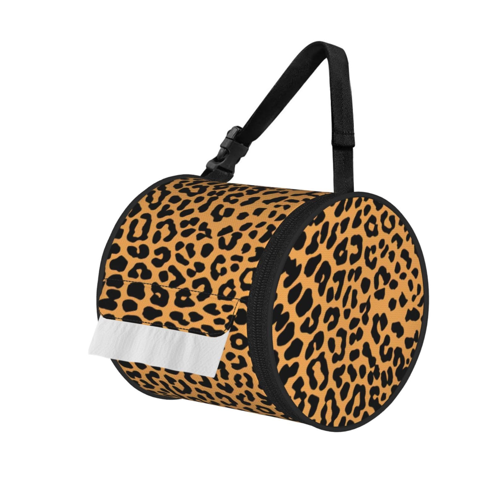 Giraffe Print Print Round Paper Tissue Holder With Shoulder Strap, Portable Roll Case For Caravan Travel Use