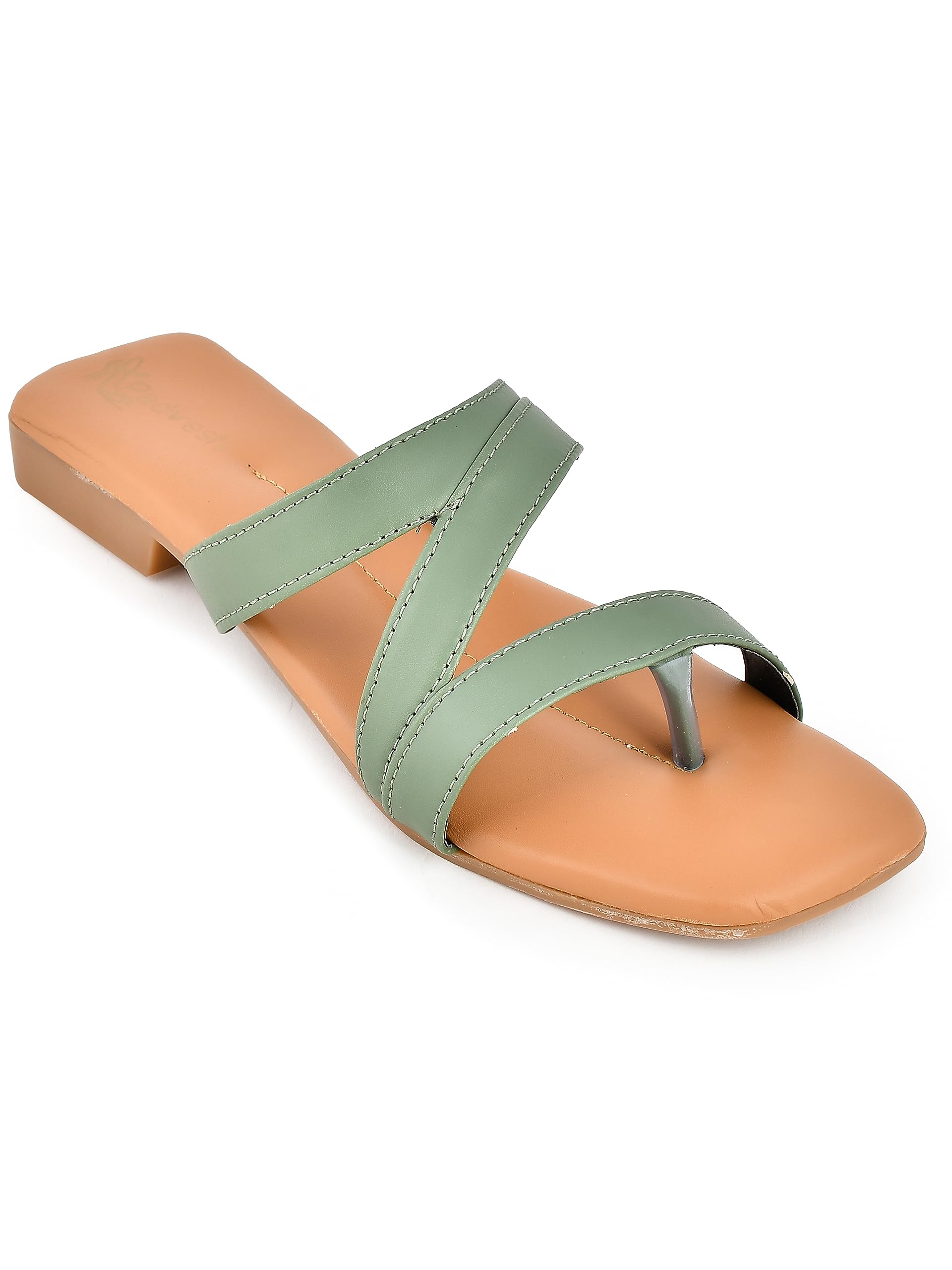 Padvesh Womens Flat Sandals Fashion Slides With Soft Leather Slippers for girls Colour Olive Green - Size - 8 (B0CCNTHJXS) Amazon Price History, Amazon Price Tracker