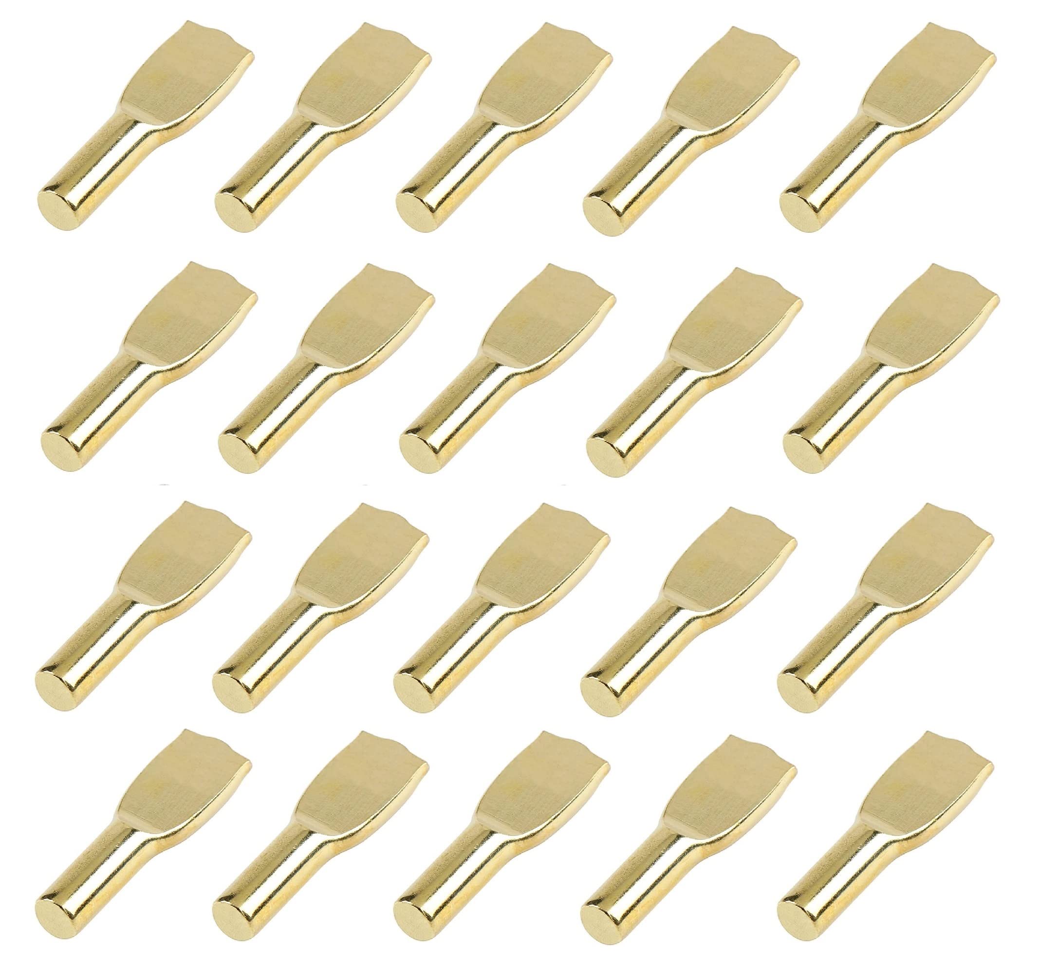 Terf Terf® Electro Brass Plated Metal Push In Furniture Shelf Support Stud Pegs Pins For Kitchen Cabinet Wardrobe Bookcase Closet Glass Shelve And Furniture Shelf Support Use - Pack Of 25