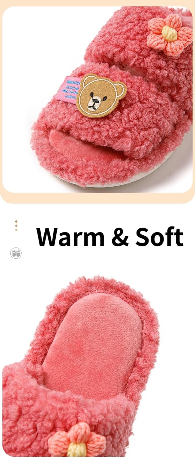 ベアスリッパ レディース カートゥーン フラワースリッパ フラシ天 ふわふわ 暖かい かわいい カワイイ ホーム ハウス 寝室 スリ