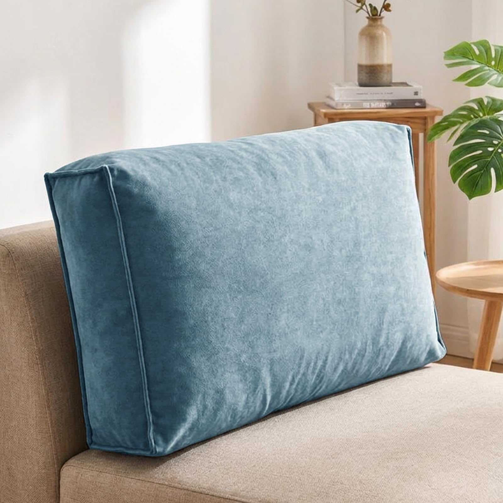 Aocase Large Sofa Back Cushions, Lumbar Support Pillow for Couch & Bed – Reading Pillow with Waist Support, Throw Pillow for Sofa, Bay Window, Bedside Comfort,Blue,80×45×12cm