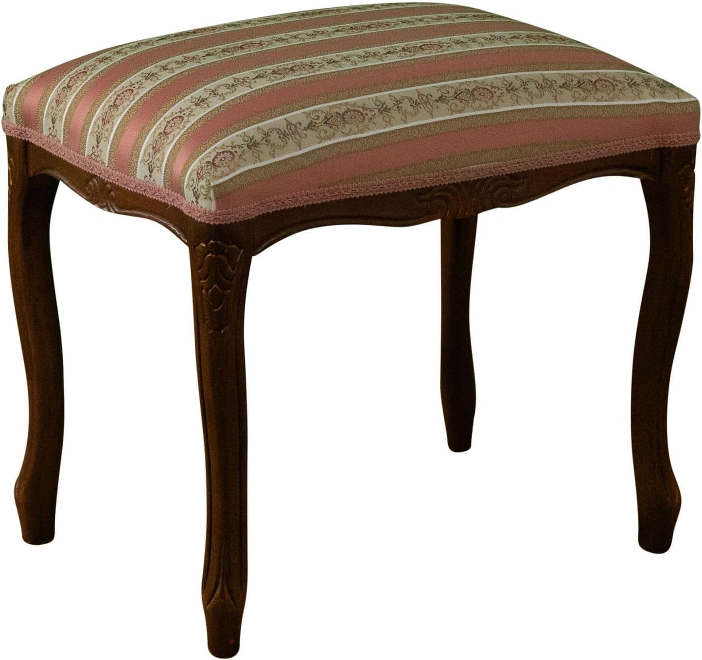 Vicentini arreda POUF PARIS IN LEGNO SHABBY CHIC NOCE IMBOTTITO RIVESTITO STOFFE ASSORTITE (LISERE ROSA)