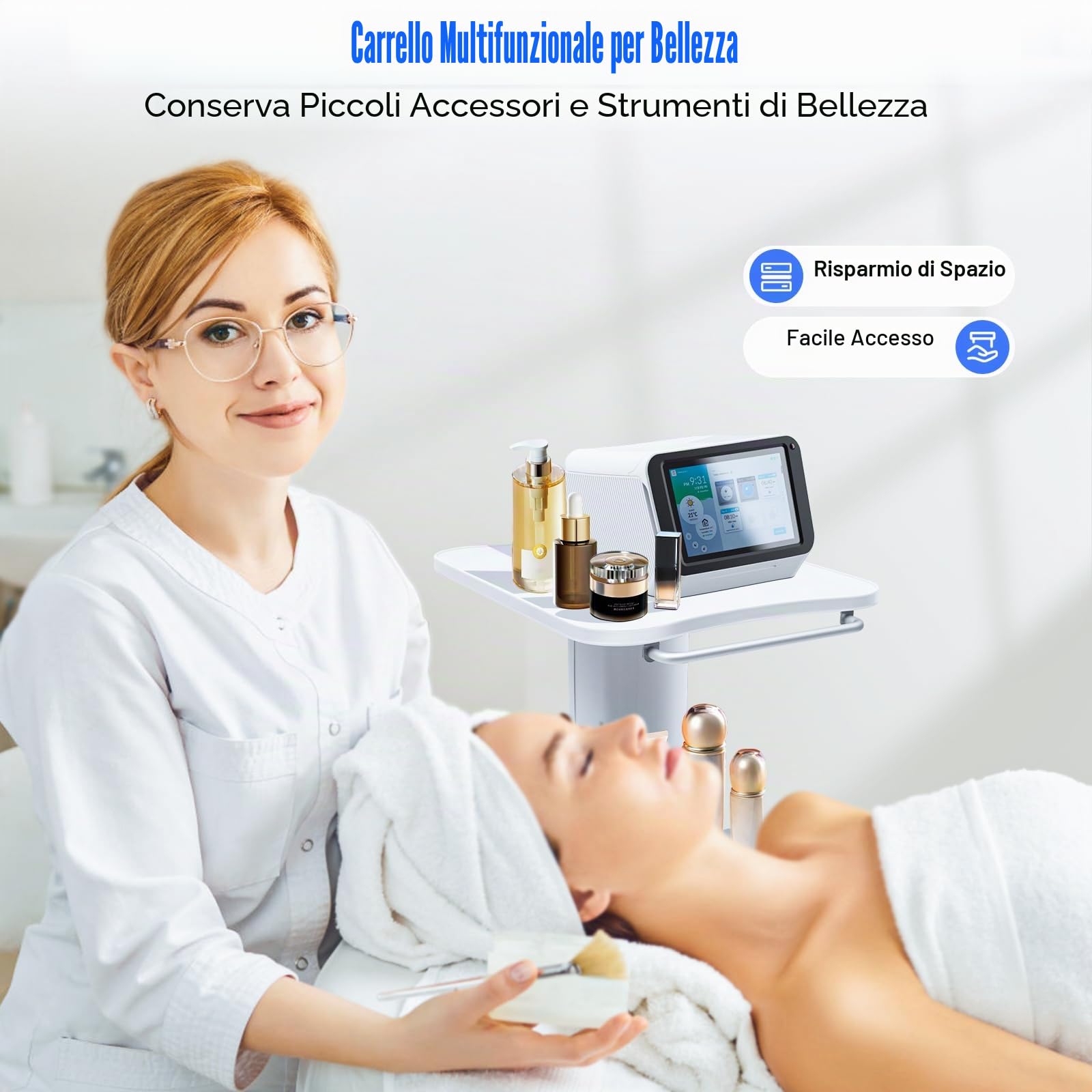 Carrello medico portatile con vano portaoggetti e ruota dei freni, carrello per parrucchiere, carrello cosmetico, carrello da lavoro, carrello da salone, strumento di bellezza medico