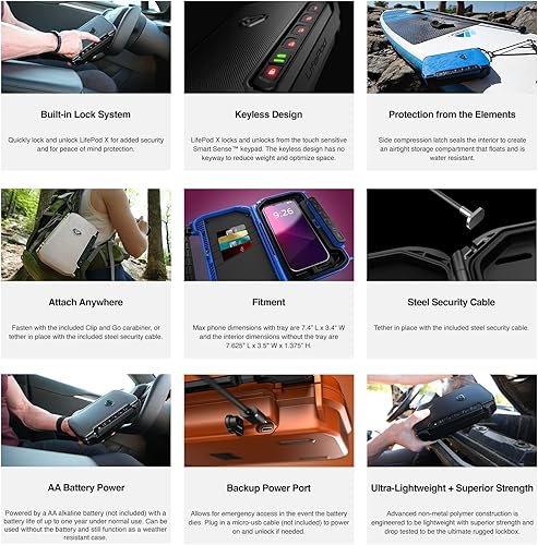 Miniatura 4 de VAULTEK LifePod X Micro - Caja de seguridad electrónica resistente a la intemperie, caja de viaje segura, mini funda portátil con teclado