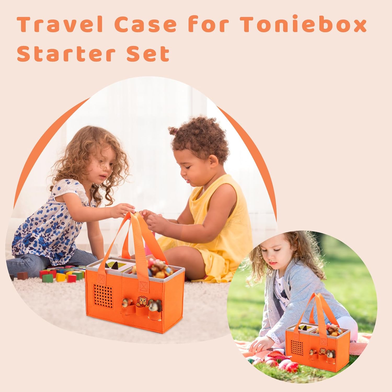 Case for Toniebox Starter Set - Bag for Tonies Figurines | Portable Carrying Case for Educational Musical Box | Travel Storage Bag with Handle for Toniebox Accessories (Orange) - Image 6