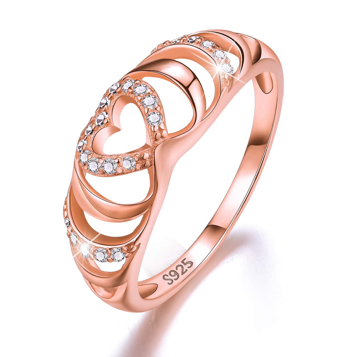 ✦Gifts for Mother's Day✦18K Gold Plating 925 Sterling Silver Zirconia Circle Engagement Ring Wedding Bands CZ Endless Love Heart Eternity Bands Stackable Rings for Women