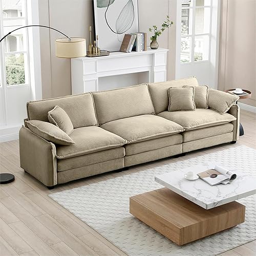 Miniatura 50 de Sofá gris de gran tamaño con una sola nube, sofás seccionales grandes de acento moderno para sala de estar, sofá modular de tela de chenilla, juego