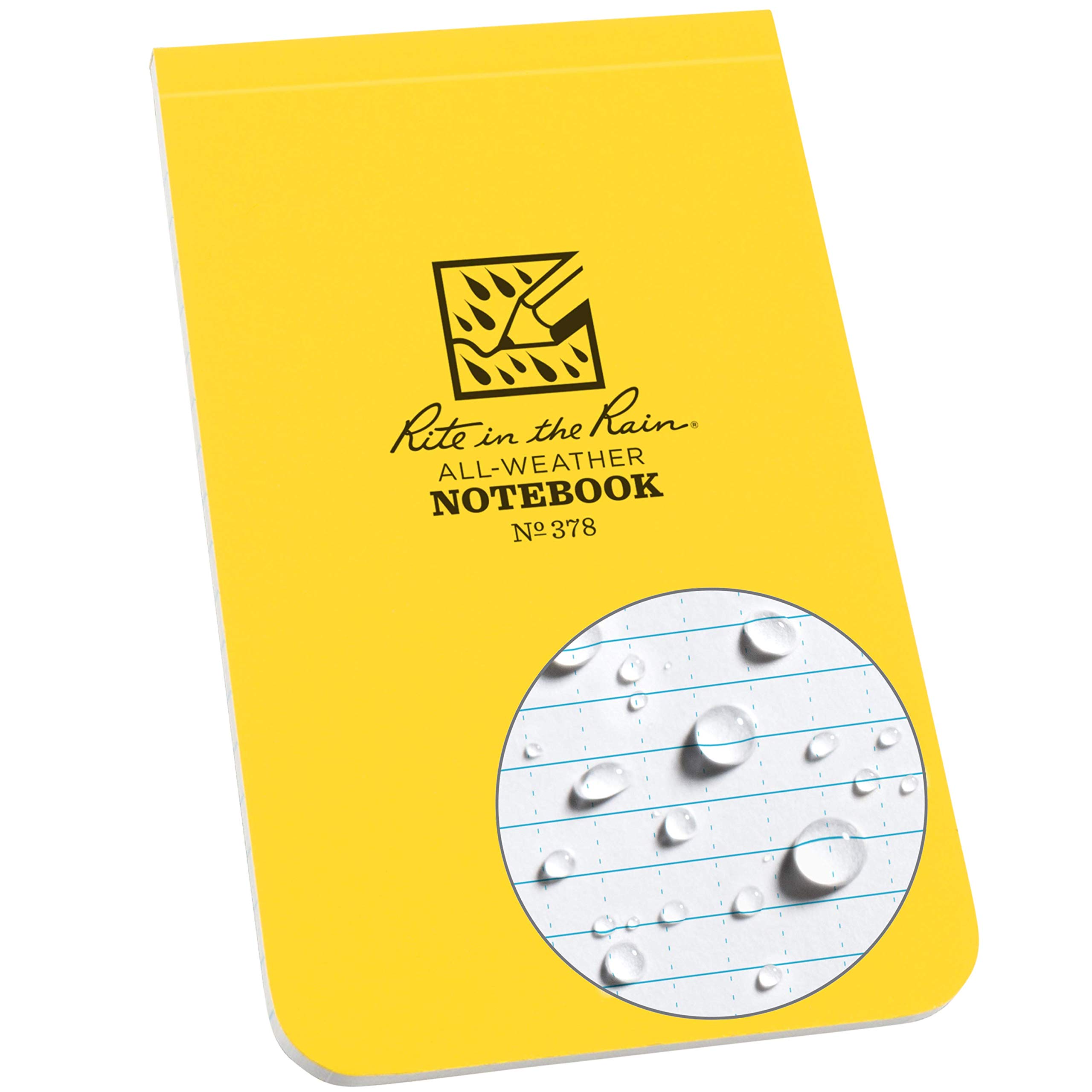 Rite in the Rain Weatherproof Top Bound Notebook, 3.25" x 5.25", Yellow Cover (No. 378)