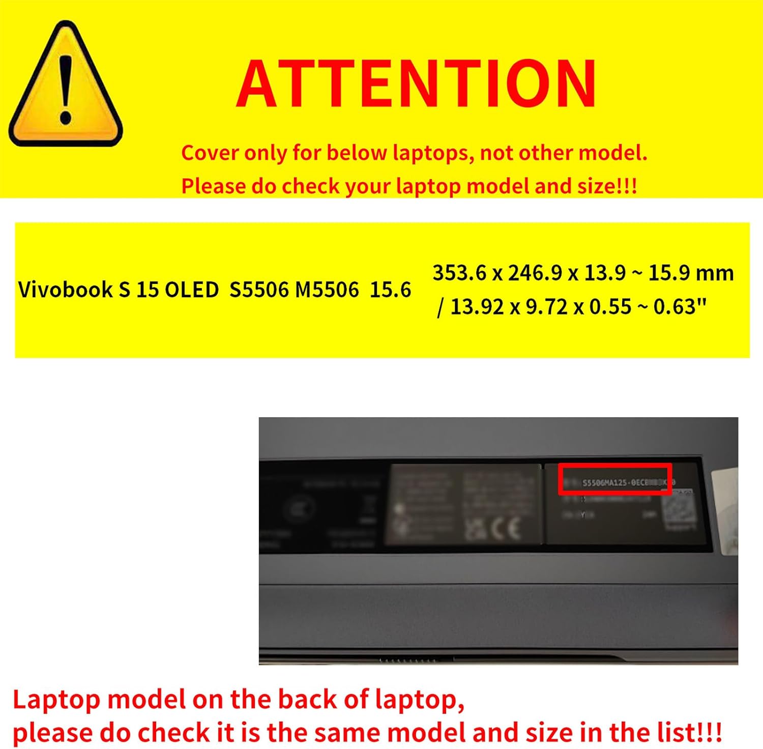 Laptop Cover for Asus Vivobook S 15 OLED S5506 M5506 15.6 inch [Do Check Model] Notebook Sleeve Computer Bag Protective PU Shell Accessories Heat Dissipation Hole (Black)