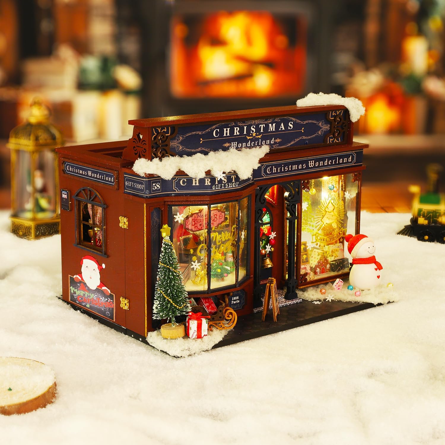 Roroom DIY Miniature and Furniture Dollhouse Kit,Mini 3D Wooden Doll House Craft Model with Dust Proof Cover and Music Movement,Creative Room Idea for Christmas Birthday Gift(ET001)