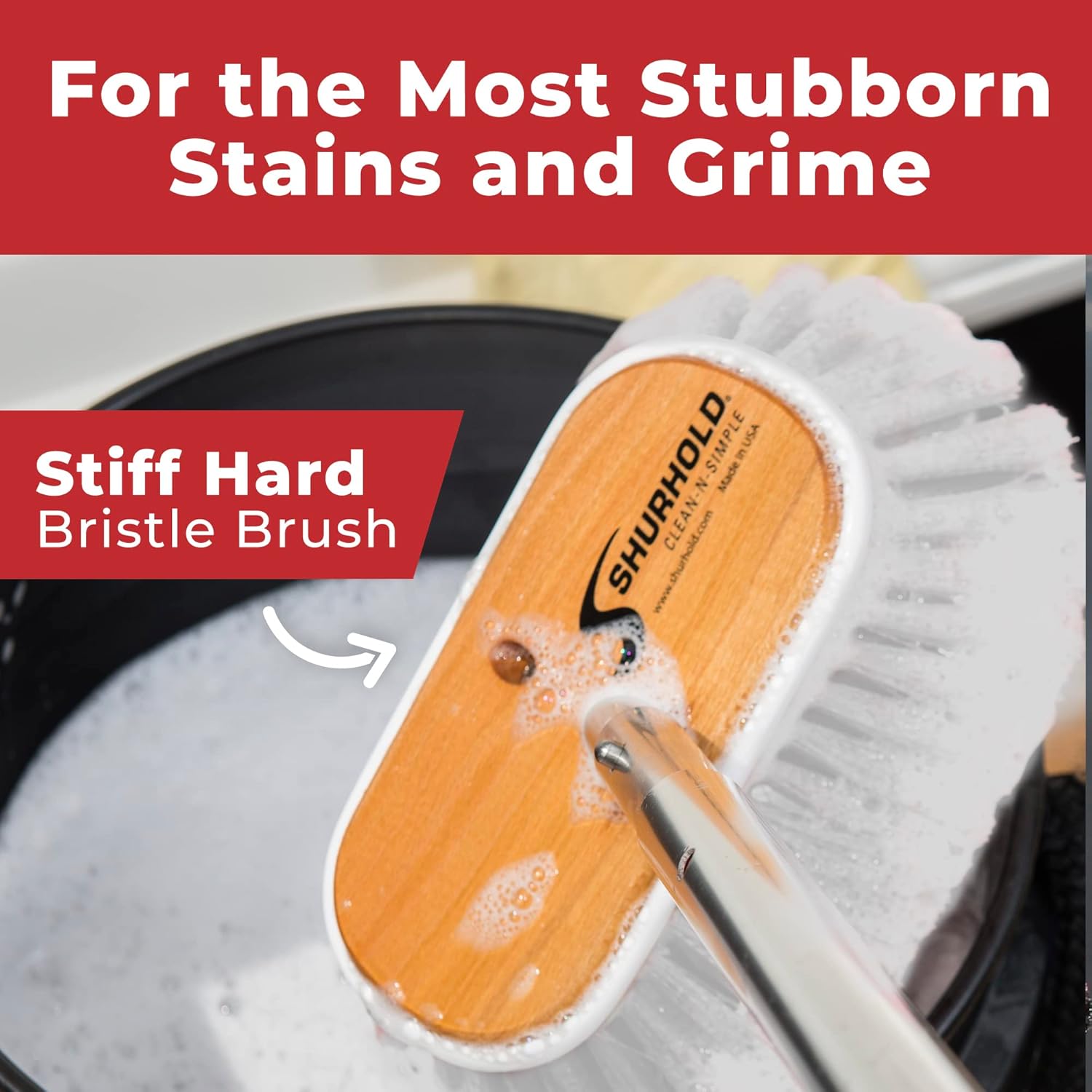 Shurhold 950 6" Deck Brush with Extra Stiff White Polypropylene Bristles