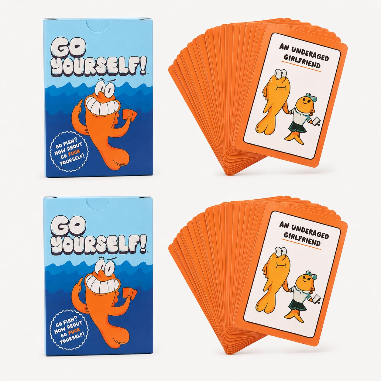Fanlox Go Fish Card Game Adult Version 48 Cards, Funny Classic Matching Game for 2-8 Players, Portable Party Card Game for Game Night Travel and Group Fun