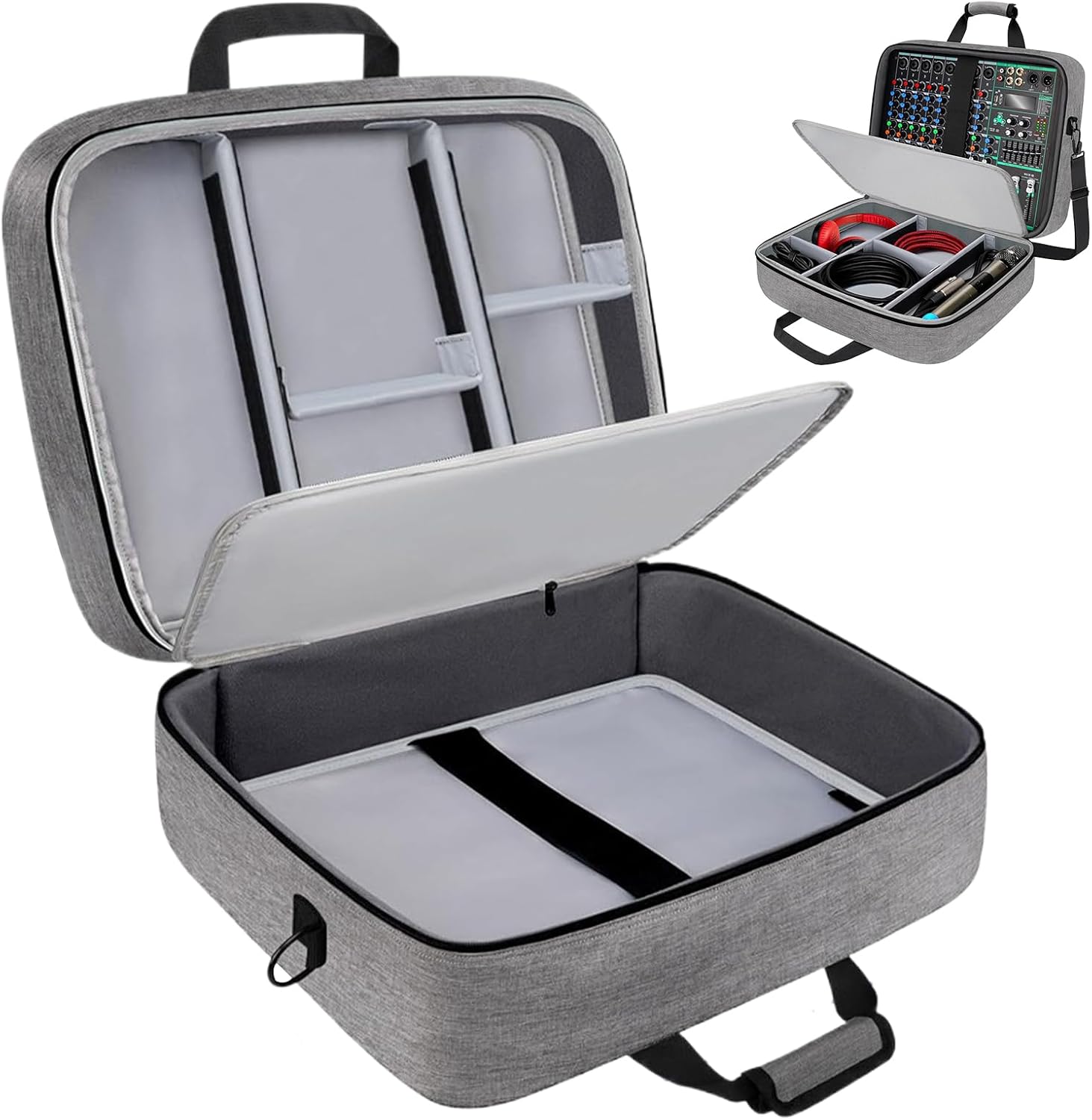 オーディオミキサーケース - ポータブルDJバッグ、スタジオギアホルダー | 衝撃吸収音楽機器ストレージ マルチポケットとショルダー