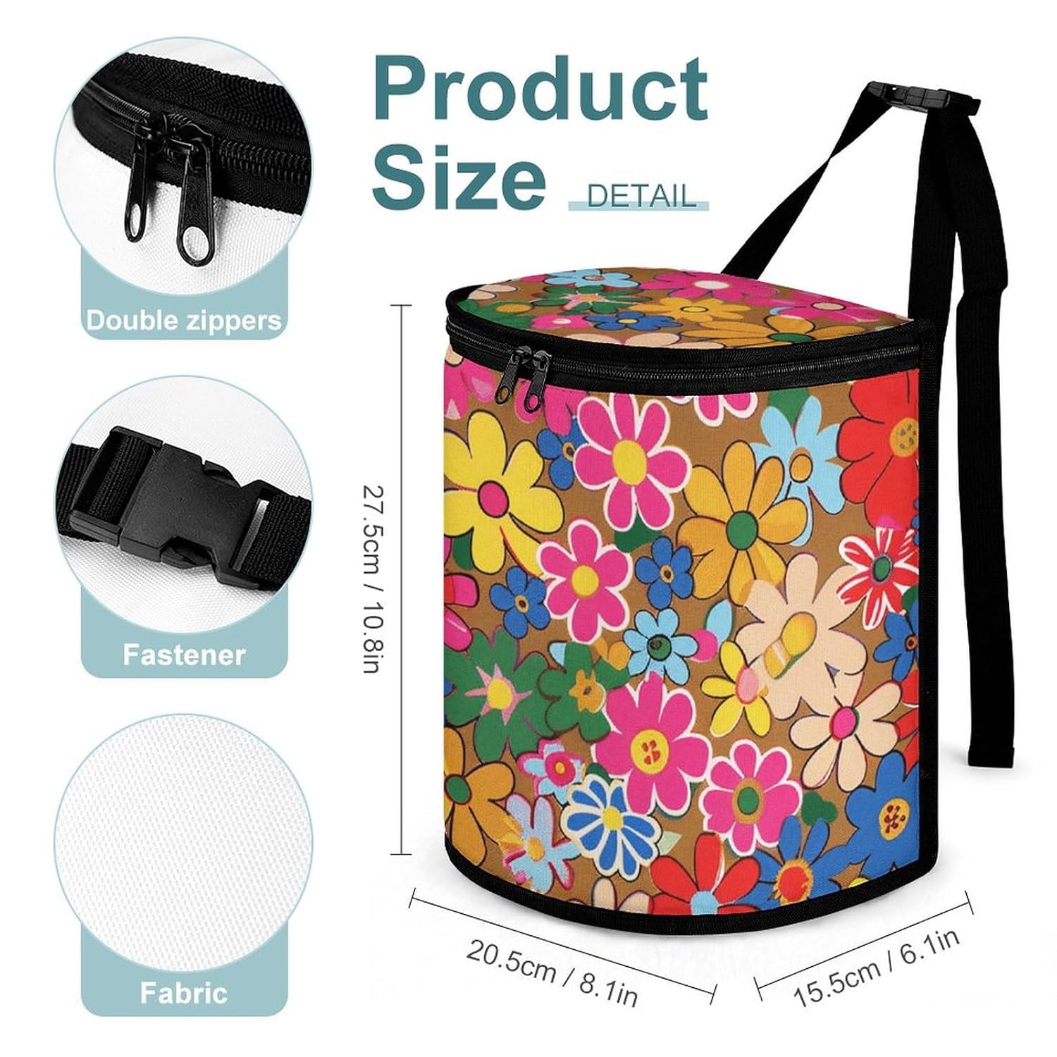 Hanging Car Trash Bag Protable Trash Can Bright Flower Style Waterproof Garbage Bin for Car