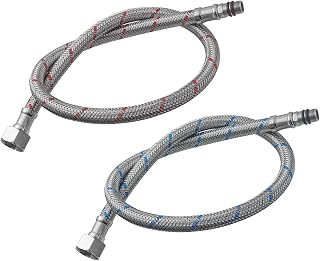 2 Piezas Latiguillos de Fontanería G3/8 x M10,Mangueras Trenzadas de Acero Inoxidable 60 cm,Manguera de Conexión Flexible para Grifos Mezcladores