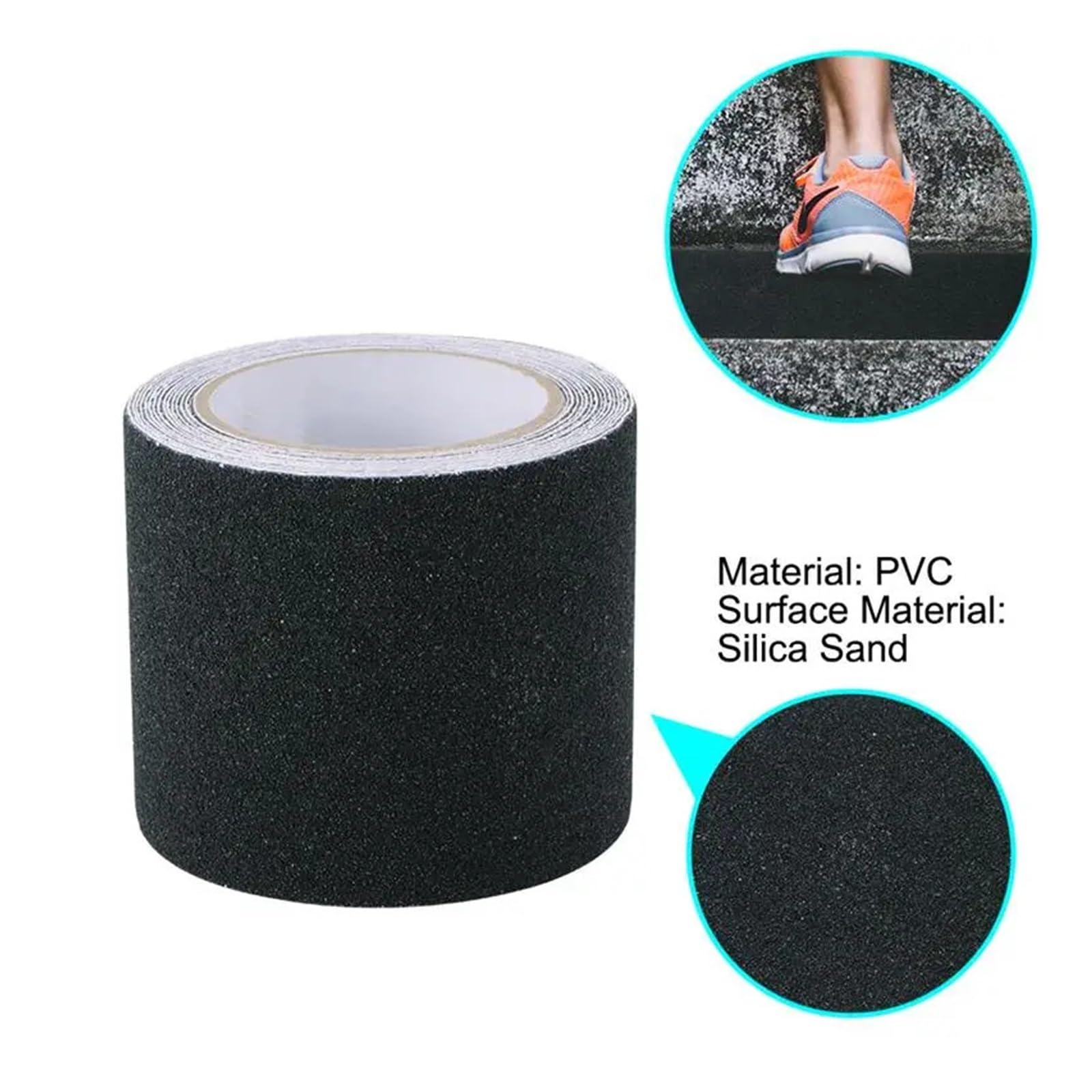 Cinta de peligro,Cinta antideslizante, Cinta de tracción antideslizante negra for exteriores, impermeable, de PVC, antideslizante, for usar en pasarelas, escaleras, rampas y terrazas(10cm)
