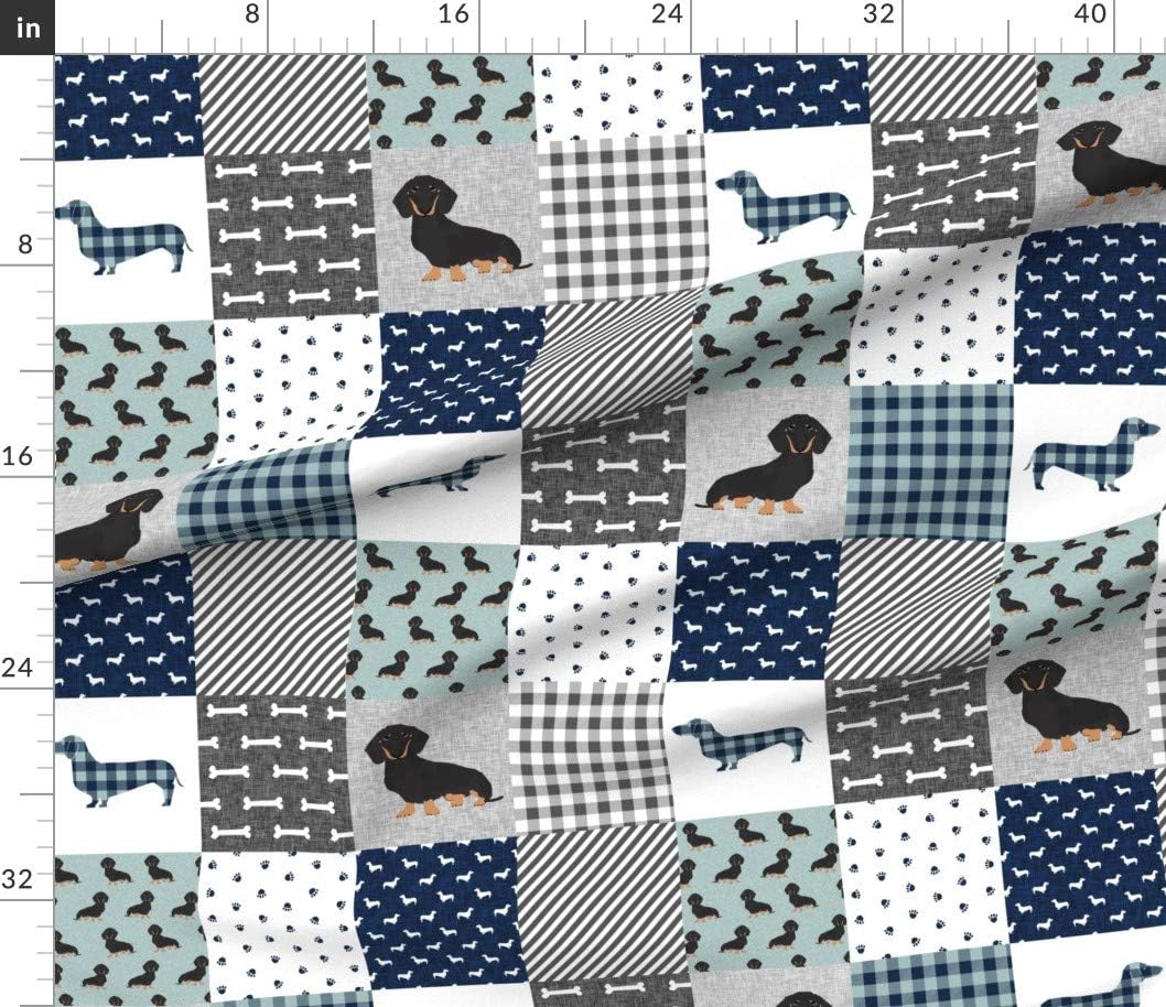 Spoonflower Fabric - Dachshund Pet Quilt Dog Breed Silhouette Cheater Black Tan Wholecloth Printed on Petal Signature Cotton Fabric by The Yard - Sewing Quilting Apparel Crafts Decor