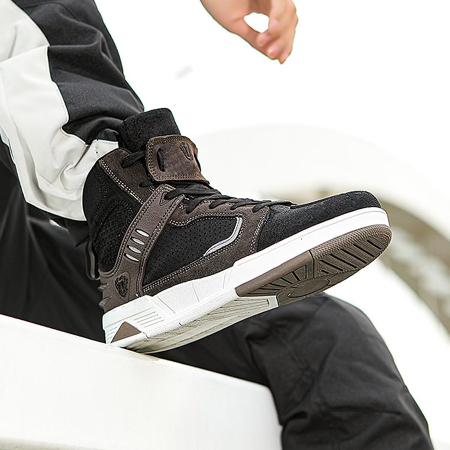 Motorcycle Leather Boots for Men and Women - Street Riding Shoes Anti-Slip Side Zipper Shoes Outdoor Trekking Hike Work Shoes