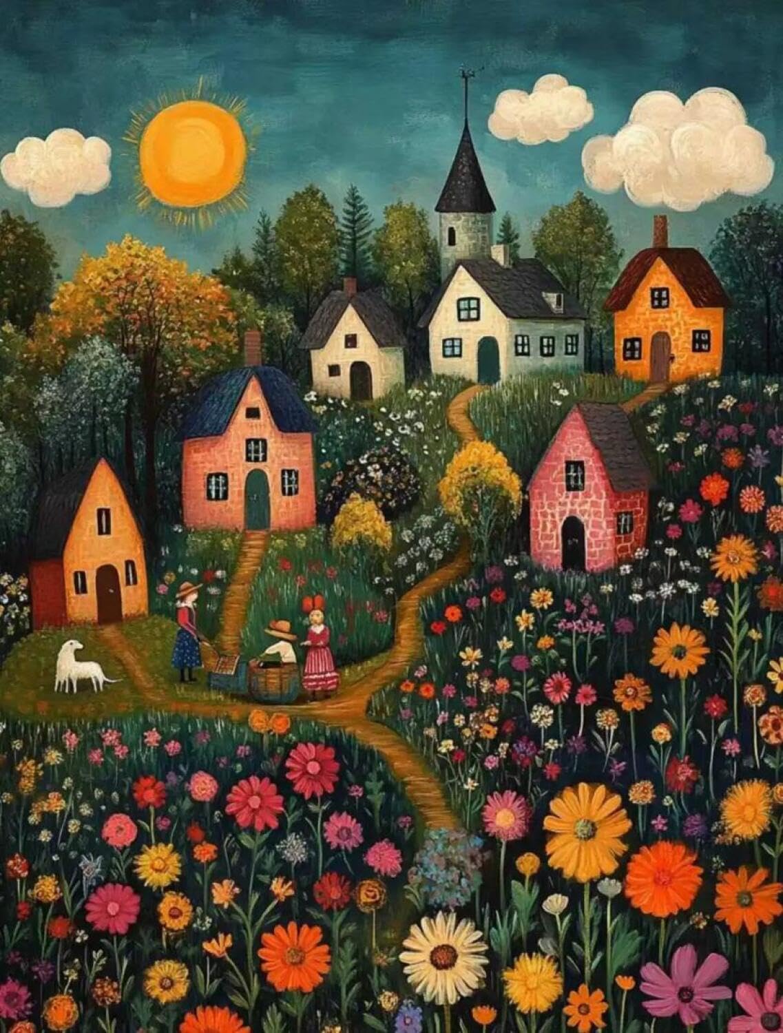 Rqwybcaxn Seed Bead Embroidery Kits Fairy Tale Town 40x50cm