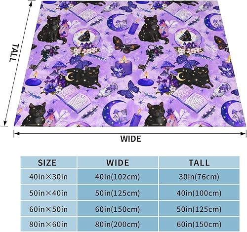 Miniatura 3 de Manta ligera de franela pequeña y grande para todas las estaciones, compatible con brujas góticas, gatos negros, hongos, lindas mantas de vellón