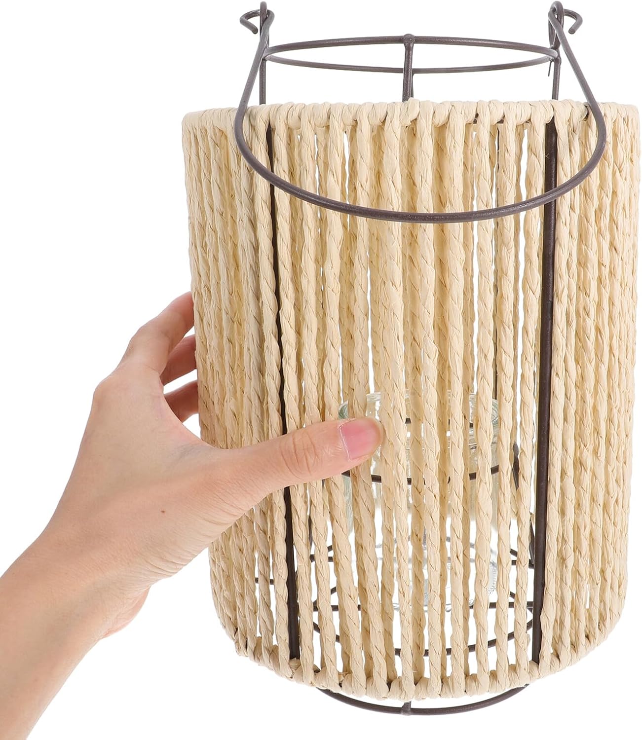 Vintage Rustic Handheld Lantern Candle Holder, Decorative Metal Candlestick Stand for Home Décor, Photography Prop, Coffee Shop, and Rustic Living Room Centerpiece