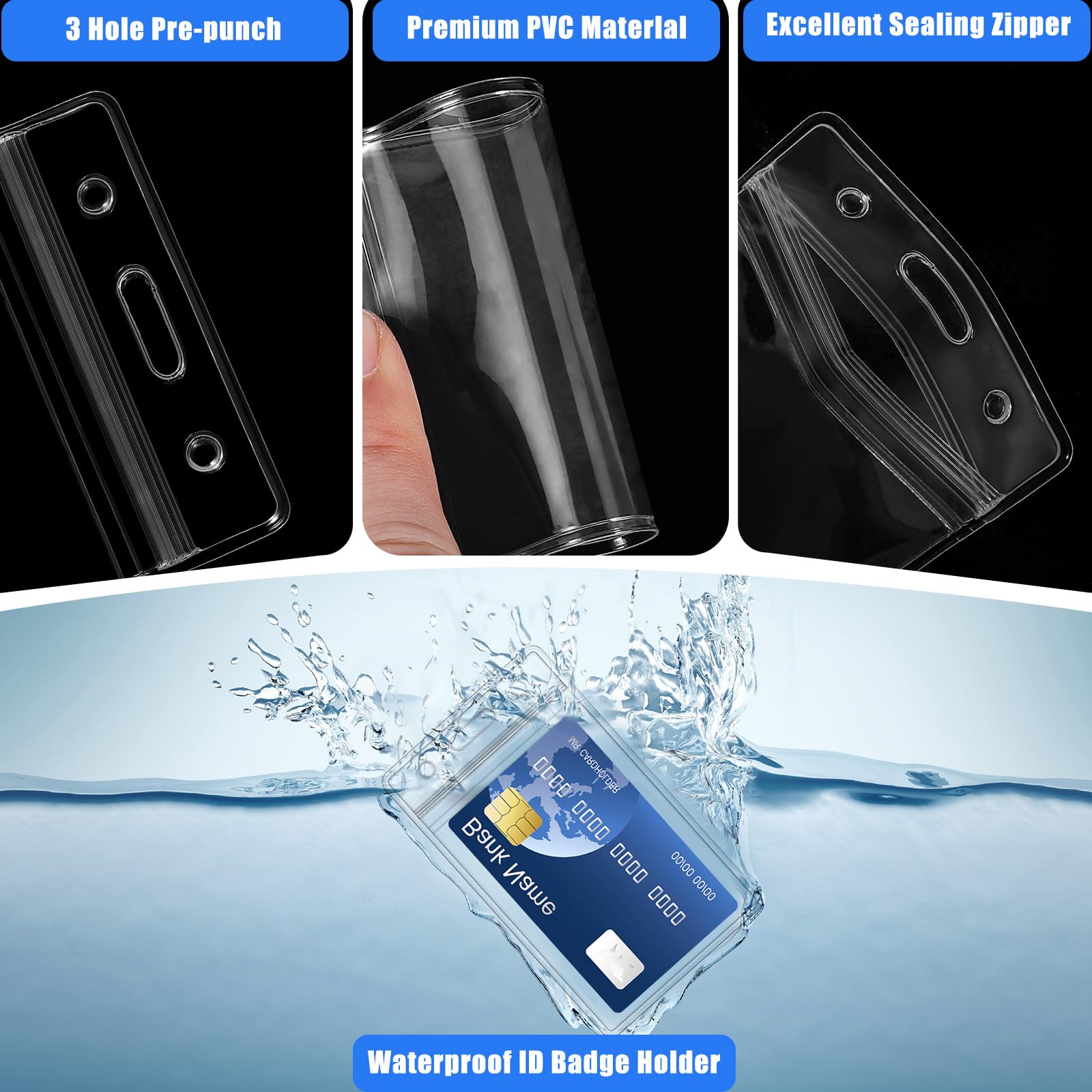 clear plastic id card sleeves Badge Holder Waterproof Card Pvc Transparent Soft Card Holder, 10Pcs Card Sleeve Card Pvc Transparent Soft Card Sleeve Exhibition Card Work Card