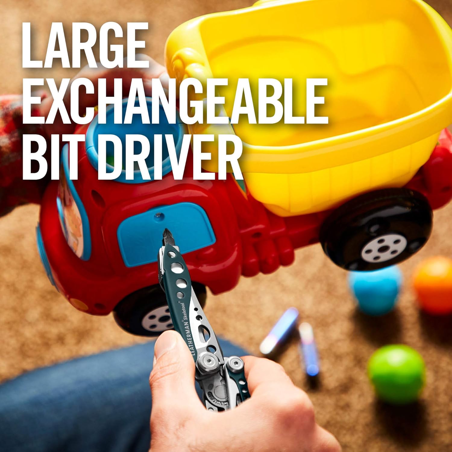 LEATHERMAN, Skeletool Lightweight Multitool with Combo Knife and Bottle Opener, Blue - - 