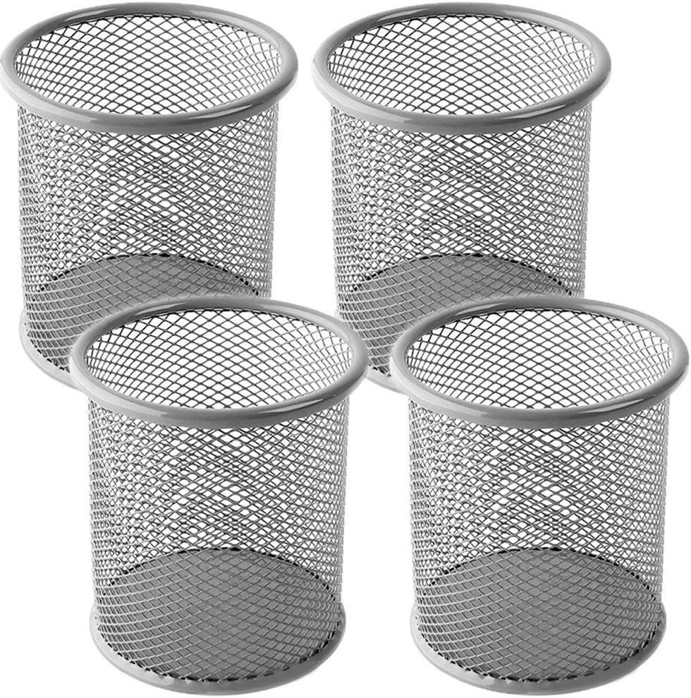 Ameceres Wire Mesh Pencil Holder Metal Pen Cup Desk Pen Organizer (Silver) Pack of 4 Amazon.ae