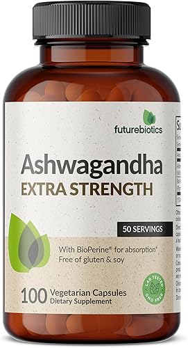 Miniatura 5 de Futurebiotics Ashwagandha - Soporte extra fuerte para el estrés y el estado de ánimo con BioPerine - Fórmula sin OMG, 100 cápsulas vegetarianas