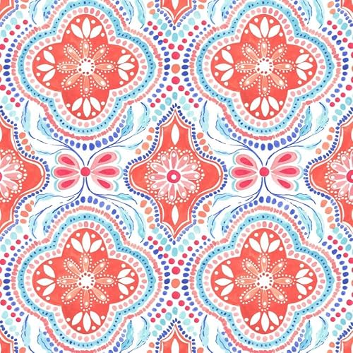Dashwood Studio Red, Blue Cloud Forest 100% Cotton Poplin Fabric, 110cm Wide - Cut per metre