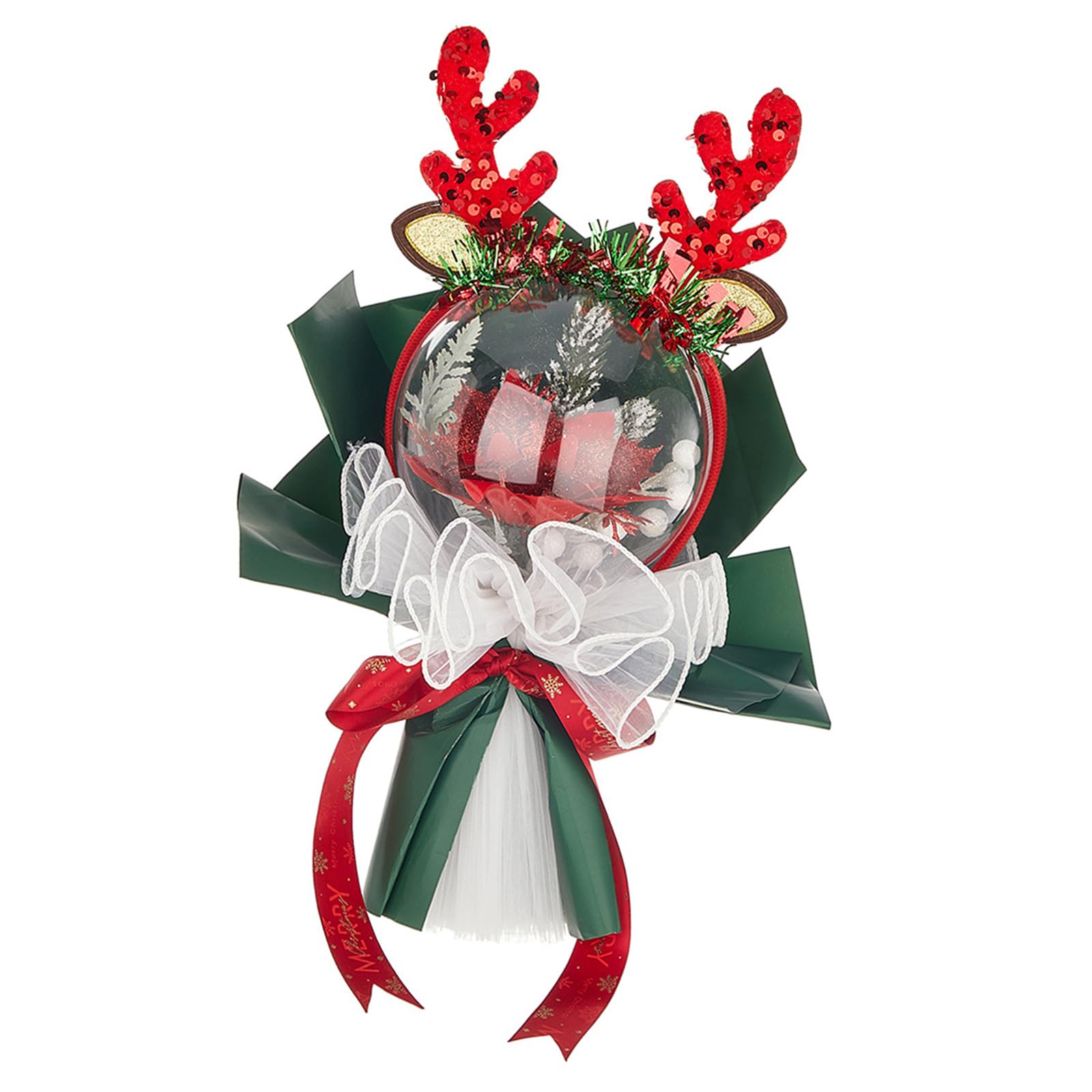 Elnwnnkc Red Antlers Ribbon Transparents Clear Balloon Ornament Christmas Theme Hand Bouquet For Decoration Stylish Festives Accessories Festives Arrangement