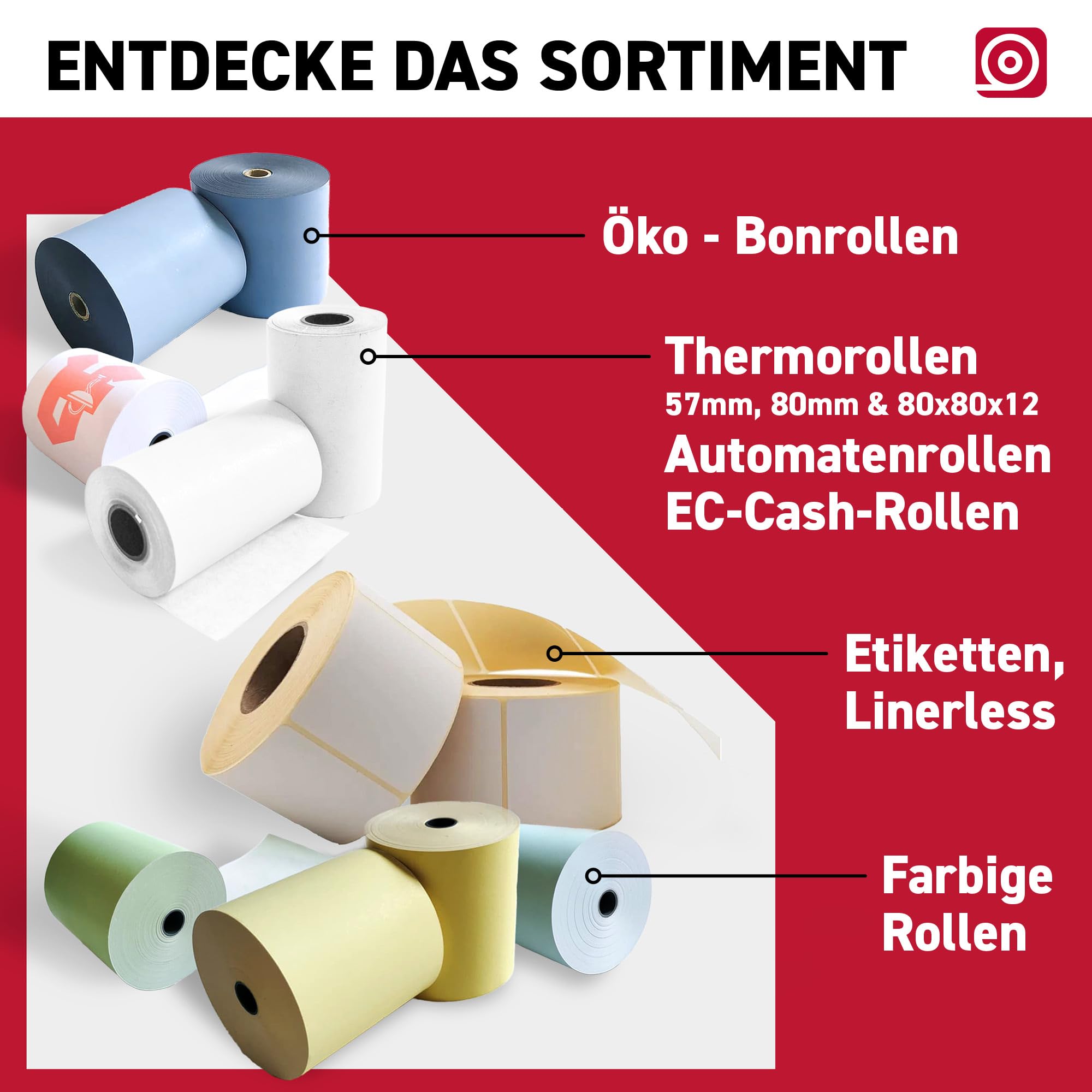 Thermorollen (80mm × 80m × 12mm) – hochwertige Bonrollen aus BPA-freiem Thermopapier – 20 Kassenrollen 72mm – für Epson TM-M30III, TM-T88V & weitere Kassenbondrucker & Kassensysteme