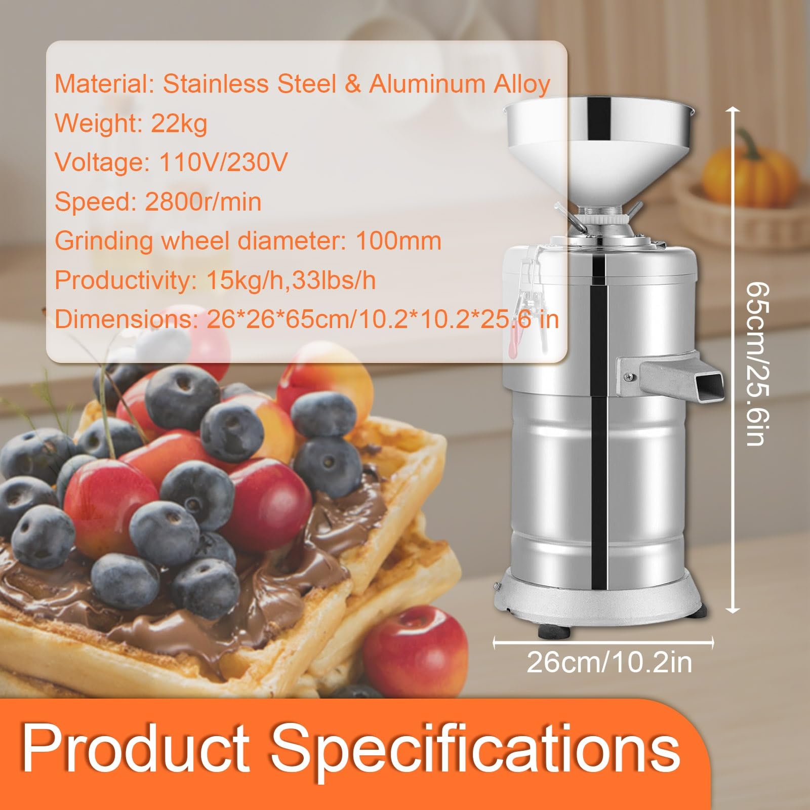 Multifunktionale Nussmühle 15 Kg/H – Leise Arbeitende Maschine Für Tahini Und Nusscreme, Leicht Zu Reinigen, Kupfermotor 1100 W, Stabiler Aufbau