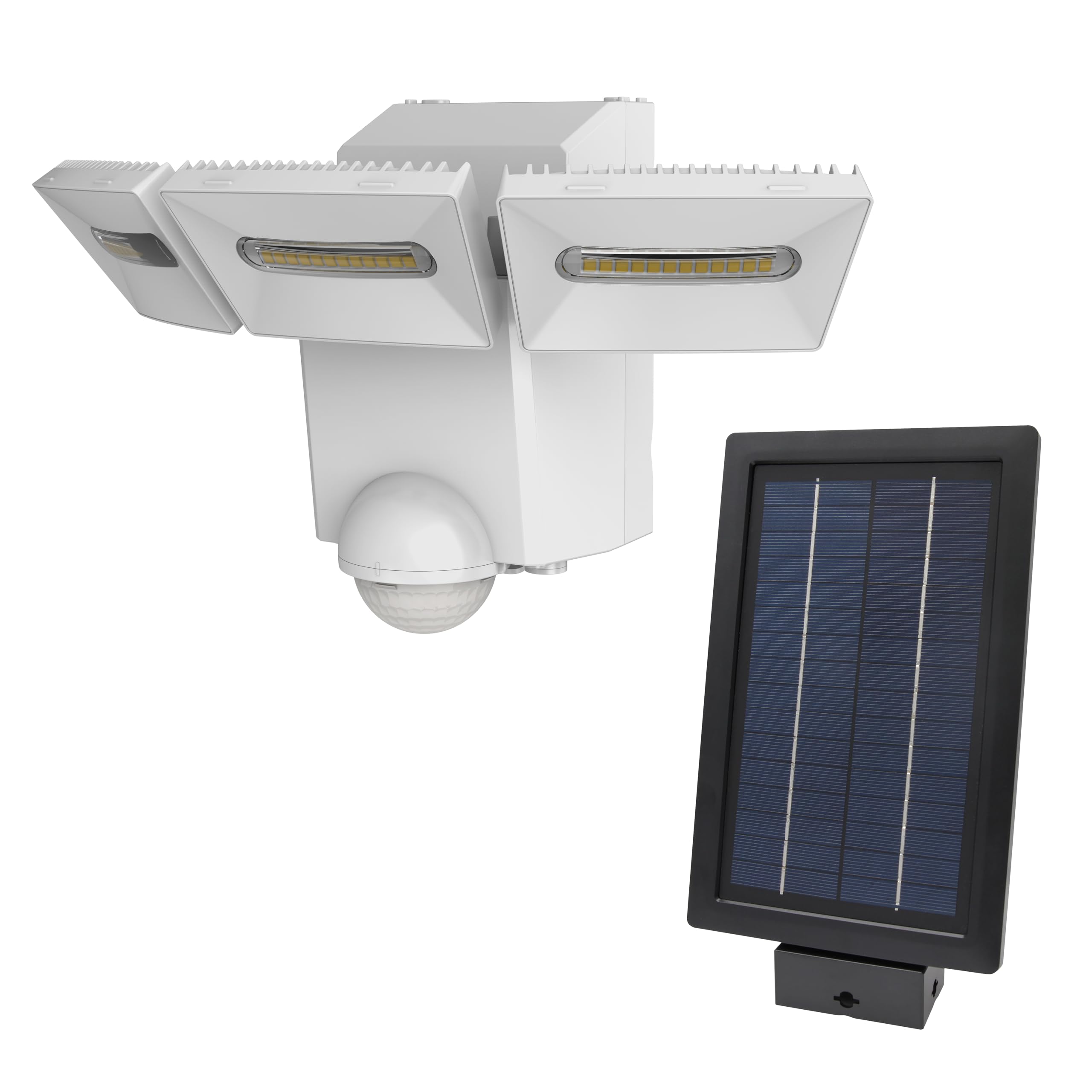 Iq Group White Iq Triple Spot Pir Solar Powered Security Light - Outdoor Security Wall Light - Exterior Solar Powered Pir Motion Sensor - 2100 Lumen Led Triple Spot (Single), Ls1921-Wh