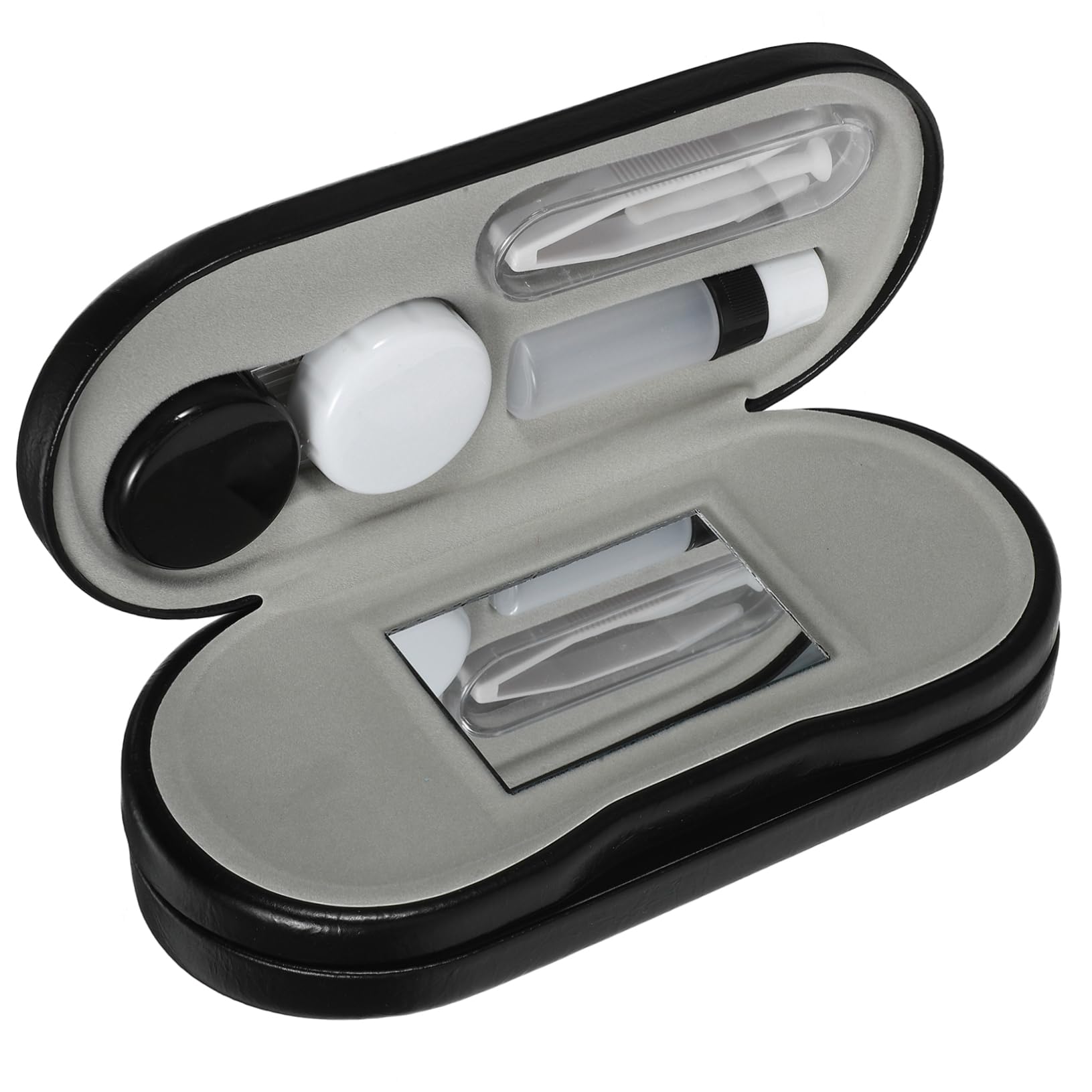 Estuche Negro para Contacto de Pequeño, Doble Lentes Capa Portátil