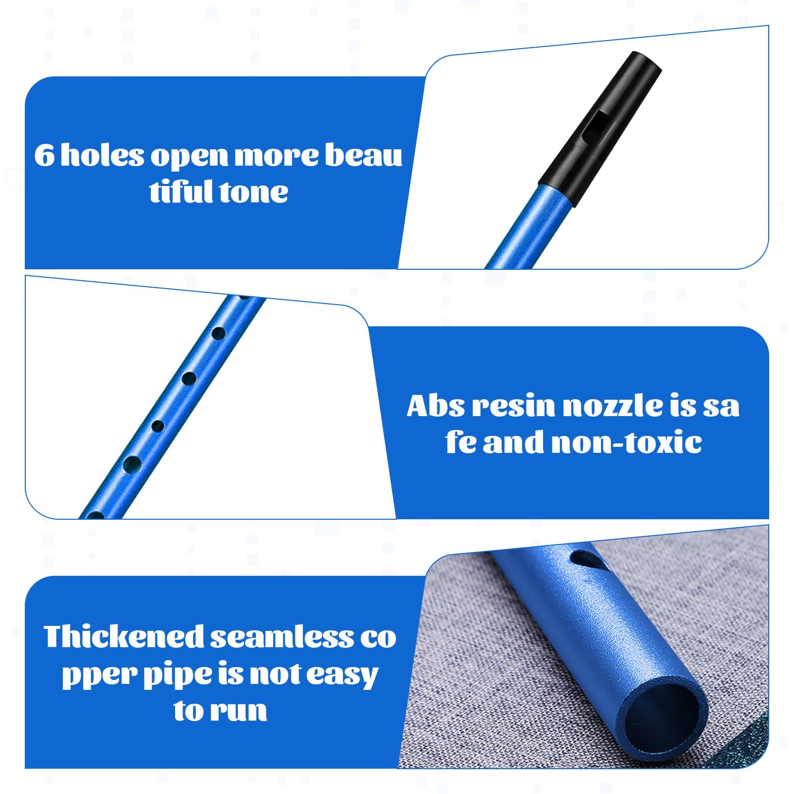 Alloy Tin Whistle D Major, Dark Blue Penny Whistles,Six Hole, Easy to Play, Traditional Music - Image 3