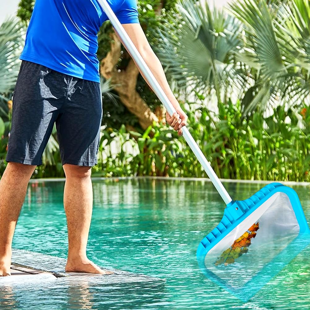 Épuisette de Piscine, Filet de Nettoyage, Écumoire pour Piscine Étang Spa, Accessoire Piscine (Vert)