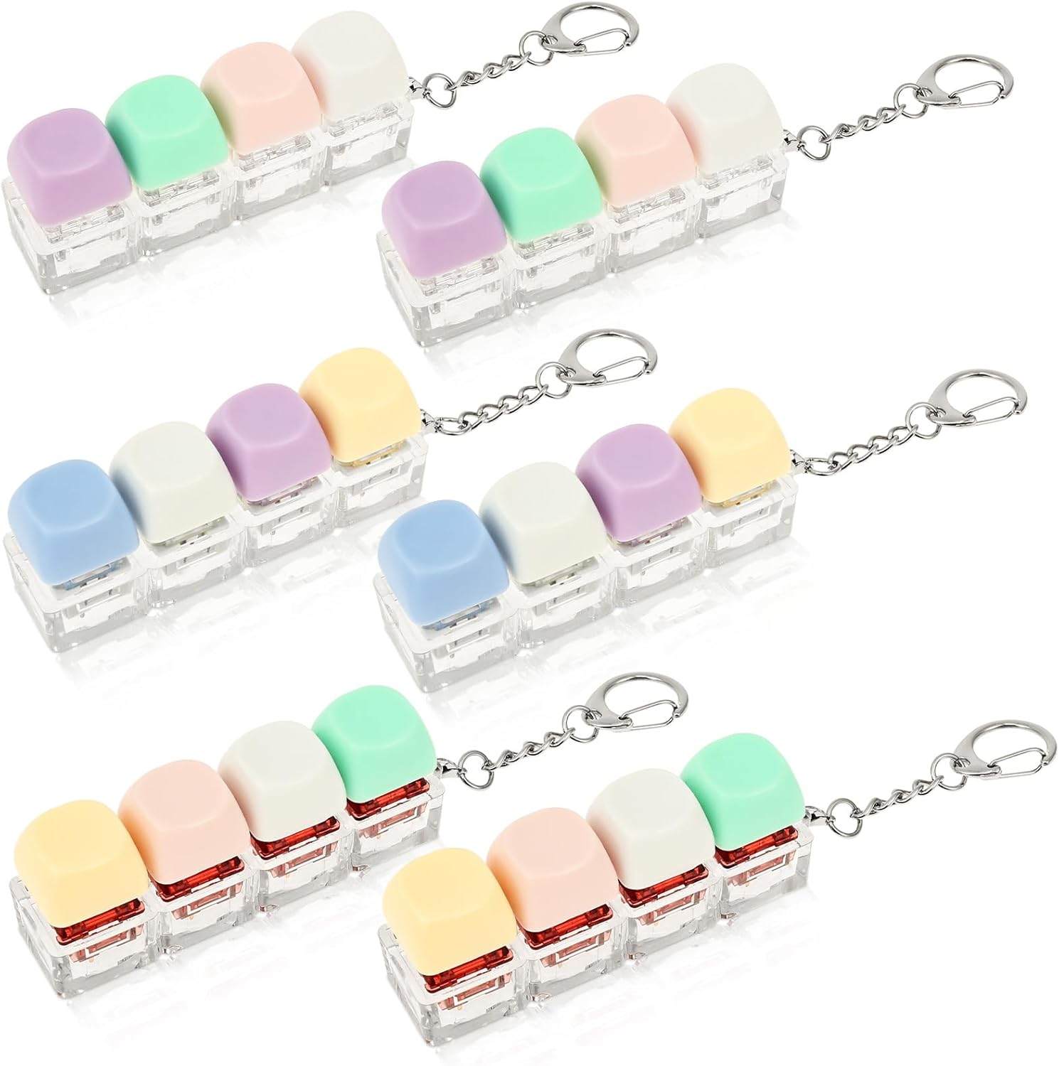 6/5Pcs Decompression Toys, Keyboard Clicker Toy Adult, Portable Mechanical Keyboard Fidget Toy, Funny Keyboard Cube Key Button, Stress Relief for Adult Gifts to Relief Pass Time. (Color a)